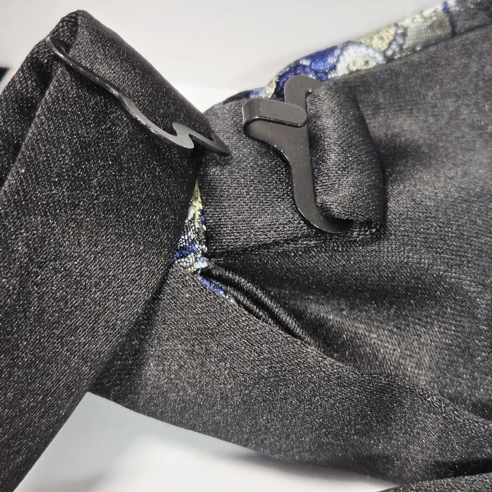 Silver Blue Paisley Bow Tie Pocket Square & Cufflinks Set – Wedding Prom Tux 4pc